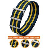18MM-20MM-22MM-31MM Saatlerle Uyumlu Nato Kumaş Tekstil Saat Kordonu Kayışı Nato-Model-31 - 24 mm - 001-Renkli