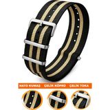 18MM-20MM-22MM-33MM Saatlerle Uyumlu Nato Kumaş Tekstil Saat Kordonu Kayışı Nato-Model-33 - 20 mm - 001-Renkli