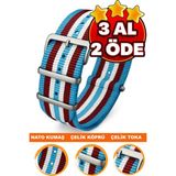 18MM-20MM-22MM-35MM Saatlerle Uyumlu Nato Kumaş Tekstil Saat Kordonu Kayışı Nato-Model-35 - 22 mm - 001-Renkli