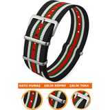 18MM-20MM-22MM-38MM Saatlerle Uyumlu Nato Kumaş Tekstil Saat Kordonu Kayışı Nato-Model-38 - 18 mm - 001-Renkli
