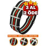 18MM-20MM-22MM-38MM Saatlerle Uyumlu Nato Kumaş Tekstil Saat Kordonu Kayışı Nato-Model-38 - 20 mm - 001-Renkli