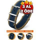 18MM-20MM-22MM-41MM Saatlerle Uyumlu Nato Kumaş Tekstil Saat Kordonu Kayışı Nato-Model-41 - 18 mm