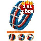 18MM-20MM-22MM-42MM Saatlerle Uyumlu Nato Kumaş Tekstil Saat Kordonu Kayışı Nato-Model-42 - 22 mm - 001-Renkli