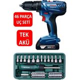 18V Şarjlı Darbeli Matkap Seti 46 Parça Vidalama Ucu ile