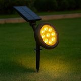 18W Güneş Enerjili Bahçe Armatürü – 9 LED 3200K Günışığı, IP65 Su Geçirmez Solar Spot - Çok Renkli - Siyah - Plastik