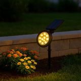 18W Güneş Enerjili Bahçe Armatürü – 9 Led 3200K Günışığı, Ip65 Su Geçirmez Solar Spot Lamba, 200 Lümen, Kazıklı Veya Duvara Montaj, A
