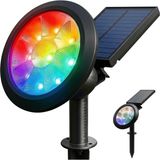 18W LED Solar Kazıklı Çim Armatür Cata Güneş Enerjili LED Işık Çim Lambası Bahçe Ağaç � - Çok Renkli - Siyah - Plastik