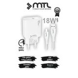 18W Qc 3.0 Destekli Hızlı Şarj Usb Adaptör + Type-C Usb Kablo Şarj Cihazı Seti Mt1312