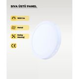18W Sıva Üstü Yuvarlak Led Panel Gün Işığı 4000K