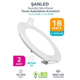 18W Tasarruflu Led Yuvarlak Beyaz Işık Sıva Altı Slim Panel Tavan Aydınlatma Armatürü 2 Adet