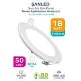 18W Tasarruflu Led Yuvarlak Beyaz Işık Sıva Altı Slim Panel Tavan Aydınlatma Armatürü 50 Adet