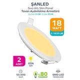 18W Tasarruflu Led Yuvarlak Gün Işığı Sıva Altı Slim Panel Tavan Aydınlatma Armatürü 2 Adet