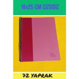 18X25 cm Çizgisiz 72 Yaprak Telli Karton Kapak Defter 60 gr Beyaz Sayfa