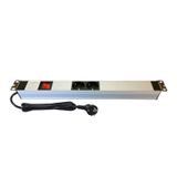 19" 1U 2 ÇIKIŞLI ANAHTARLI ALÜM. GÖVDELİ RACK KABİN GRUP PRİZİ