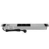 19" 1U 3'LÜ FRANSIZ SOKET UPS ALÜMİNYUM RACK KABİN GRUP PRİZİ PDU
