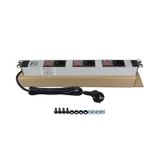 19" 1U 3'LÜ SCHUKO 3 ANAHTAR ALÜMİNYUM RACK KABİN GRUP PRİZİ PDU