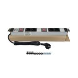 19" 1U 4'LÜ SCHUKO 2 ANAHTAR ALÜMİNYUM RACK KABİN GRUP PRİZİ PDU