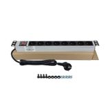19" 1U 8'Lİ FRANSIZ UPS ANAHTARLI ALÜMİNYUM RACK KABİN PRİZİ PDU