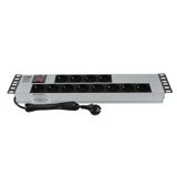 19" 2U 12'Lİ SCHUKO ANAHTARLI ALÜMİNYUM RACK KABİN GRUP PRİZİ PDU