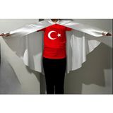 19 Mayıs Atatürklü Pelerin ve Türk Bayraklı T-Shirt Seti 23 Nisan-19 Mayıs Gösteri Kostümü L Beden - Kırmızı - Beyaz