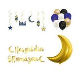19 Parça Ramazan Süsleri 6'lu Tavan Süs ve Balonlu Ramazan Ayı Süsleme Seti-
