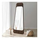 190 cm Asimetrik Dekoratif Duvar Boy Aynası-Doğal Ahşap Masif Çerçeveli(Özelleştirilebilir)-266