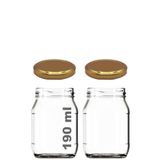 190 ml Metal Gold Kapaklı Konserve Kavanozu 190 Cc Şeffaf Bebek Mama Kavanoz 2 Adet