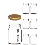 190 ml Metal Gold Kapaklı Konserve Kavanozu 190 Cc Şeffaf Bebek Mama Kavanoz 6 Adet