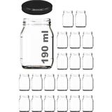 190 ml Metal Kapaklı Konserve Kavanozu 190 cc Şeffaf Bebek Mama Kavanoz 20 Adet (Siyah) - Çok Renkli - 0 - 249 ml