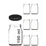 190 ml Metal Kapaklı Konserve Kavanozu 190 cc Şeffaf Bebek Mama Kavanoz 6 Adet - Siyah