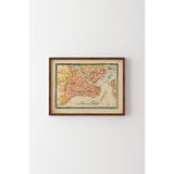 1909 İstanbul Haritası - Ahşap Desenli Çerçeve, Ceviz, 50 x 70