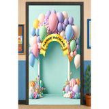 190x75cm Lastikli okul sınıfları kapı giydirme, Karne Hatırası, Zincir Balon, Penguen, Kumaş kapı giydirme, Sınıf Kapısı, Okul etkinlik Kapı Giydirme