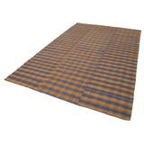 191x303 cm Çizgili Kilim Kahverengi Çizgili Yün El Dokuma Modern Geometrik Etnik Eskitme Desenli Boho Oturma Odası Salon Yolluk Koridor Mutfak Halısı