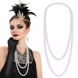 1920 Gatsby İnci Kolye – Vintage Uzun Beyaz İnci Kolye (5224)