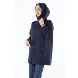 1929_Fermuarlı Tesettür Kapüşonlu Sweatshirt, 00400 Lacivert, 42