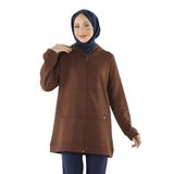 1929_Fermuarlı Tesettür Kapüşonlu Sweatshirt, 00561 Kahve, 38