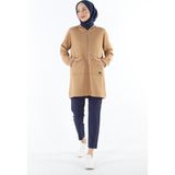 1929_Fermuarlı Tesettür Sweatshirt - 44 - 00427 Kahverengi