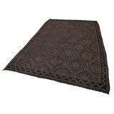 193x270 cm Geometrik Kilim Kahverengi Geometrik Yün El Dokuma Modern Geometrik Etnik Eskitme Desenli Boho Oturma Odası Salon Yolluk Koridor Mutfak Halısı