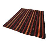 194x260 cm Çizgili Kilim Siyah Çizgili Yün El Dokuma Modern Geometrik Etnik Eskitme Desenli Boho Oturma Odası Salon Yolluk Koridor Mutfak Halısı