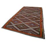 194x363 cm Geometrik Kilim Beyaz Geometrik Yün El Dokuma Modern Geometrik Etnik Eskitme Desenli Boho Oturma Odası Salon Yolluk Koridor Mutfak Halısı