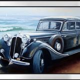 1950 Horch Klasik Araba Motifli Kanvas Tablo DBSANAT11934
