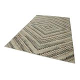195x300 cm Kareli Kilim Kahverengi Kareli Yün El Dokuma Modern Geometrik Etnik Eskitme Desenli Boho Oturma Odası Salon Yolluk Koridor Mutfak Halısı