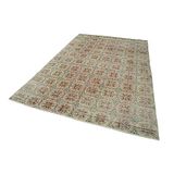 196x288 cm Kareli Kilim Bej Kareli Yün El Dokuma Modern Geometrik Etnik Eskitme Desenli Boho Oturma Odası Salon Yolluk Koridor Mutfak Halısı