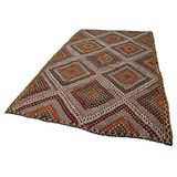 196x323 cm Geometrik Kilim Kırmızı Geometrik Yün El Dokuma Modern Geometrik Etnik Eskitme Desenli Boho Oturma Odası Salon Yolluk Koridor Mutfak Halısı