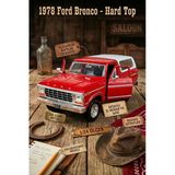 1978 Ford Bronco Hard Top 1:24 Ölçek Die-Cast Metal Model Araba - Kırmızı/Beyaz - Motor Max