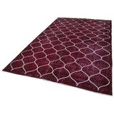 197x325 cm Geometrik Halı Mor Geometrik Yün El Dokuma Modern Geometrik Etnik Eskitme Desenli Boho Oturma Odası Salon Yolluk Koridor Mutfak Halısı