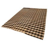 198x277 cm Çizgili Kilim Siyah Çizgili Yün El Dokuma Modern Geometrik Etnik Eskitme Desenli Boho Oturma Odası Salon Yolluk Koridor Mutfak Halısı