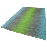 198x300 cm Degrade Kilim Yeşil Çizgili Yün El Dokuma Modern Geometrik Etnik Eskitme Desenli Boho Oturma Odası Salon Yolluk Koridor Mutfak Halısı