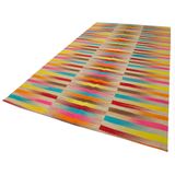 198x363 cm Degrade Kilim Beyaz Çizgili Yün El Dokuma Modern Geometrik Etnik Eskitme Desenli Boho Oturma Odası Salon Yolluk Koridor Mutfak Halısı
