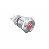 19mm Metal ''POWER'' Led'li Yaylı Buton TURUNCU
